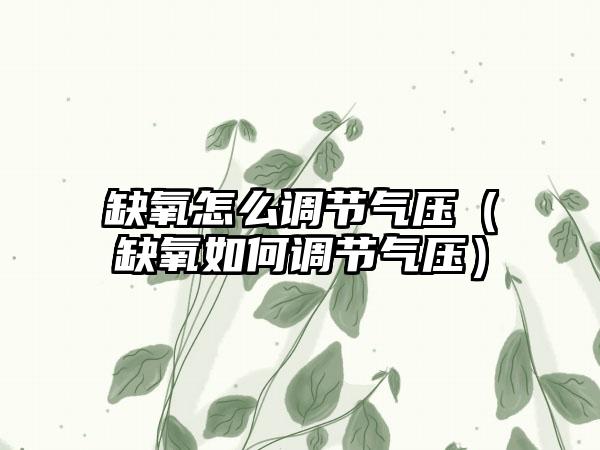 缺氧怎么调节气压（缺氧如何调节气压）