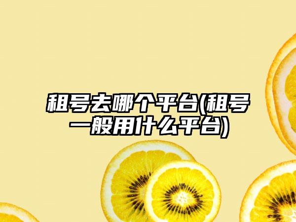 租号去哪个平台(租号一般用什么平台)