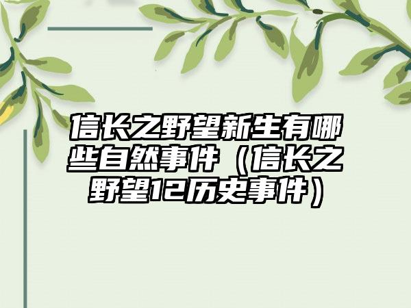 信长之野望新生有哪些自然事件（信长之野望12历史事件）