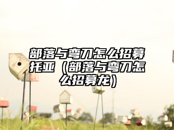 部落与弯刀怎么招募托亚（部落与弯刀怎么招募龙）