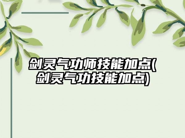 剑灵气功师技能加点(剑灵气功技能加点)