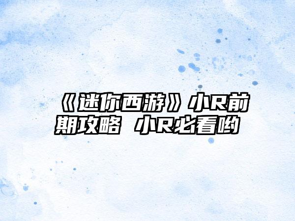 《迷你西游》小R前期攻略 小R必看哟