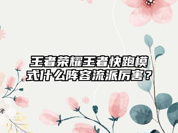 王者荣耀王者快跑模式什么阵容流派厉害？