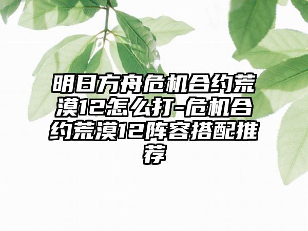 明日方舟危机合约荒漠12怎么打-危机合约荒漠12阵容搭配推荐