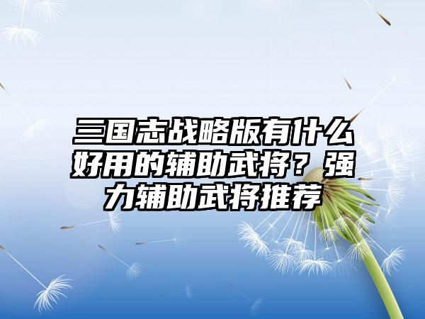 三国志战略版有什么好用的辅助武将？强力辅助武将推荐