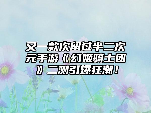 又一款次留过半二次元手游《幻姬骑士团》二测引爆狂潮！