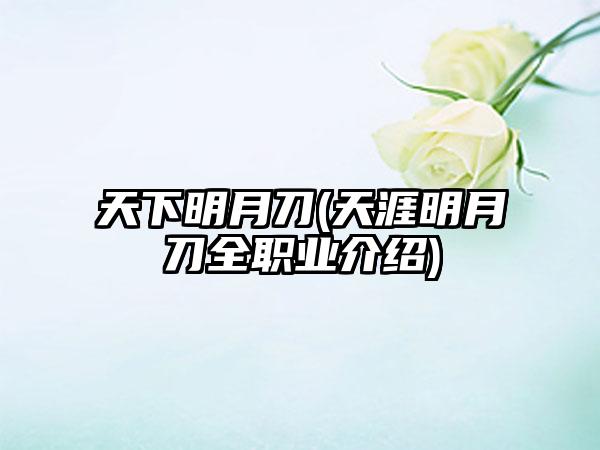 天下明月刀(天涯明月刀全职业介绍)