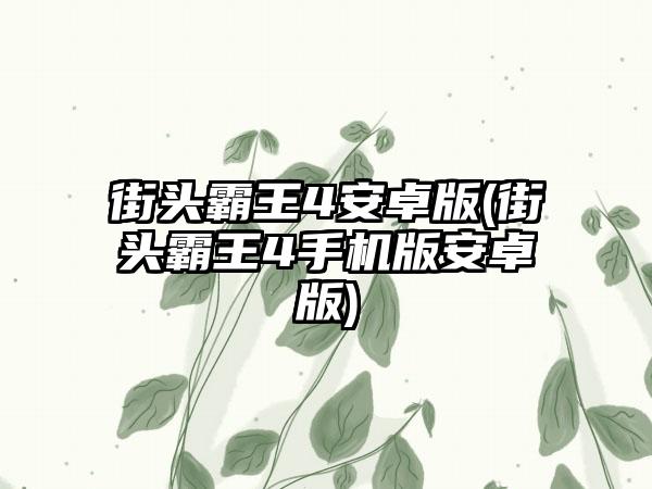 街头霸王4安卓版(街头霸王4手机版安卓版)