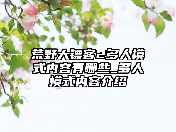 荒野大镖客2多人模式内容有哪些_多人模式内容介绍