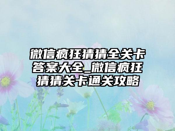 微信疯狂猜猜全关卡答案大全_微信疯狂猜猜关卡通关攻略