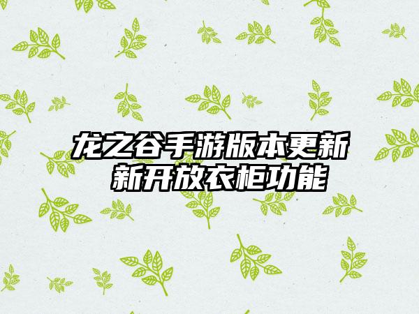 龙之谷手游版本更新 新开放衣柜功能