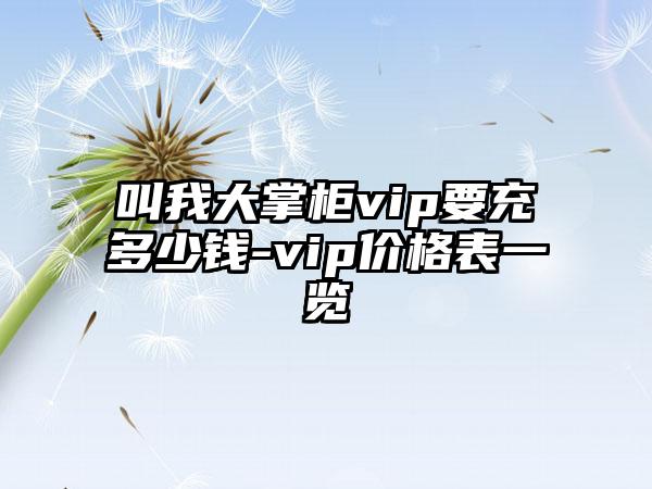 叫我大掌柜vip要充多少钱-vip价格表一览